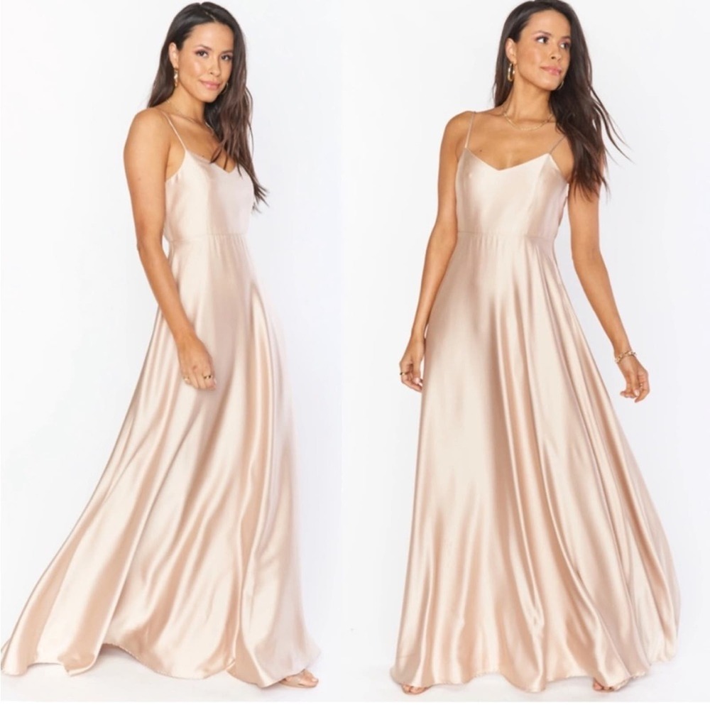 Show Me Your‎ Mumu Faith Maxi Dress Champagne Luxe Satin Size Medium